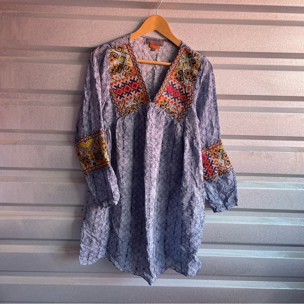 Anthropologie Linne Embroidered Tunic Dress